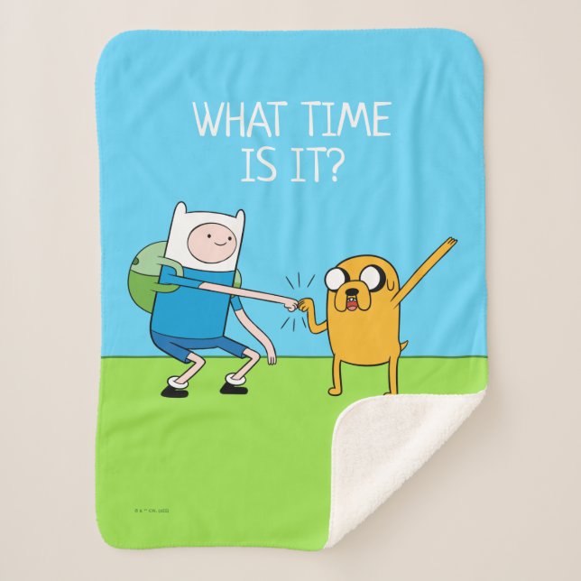 Adventure Time | Finn & Jake Fist Bump Sherpa Blanket (Front)
