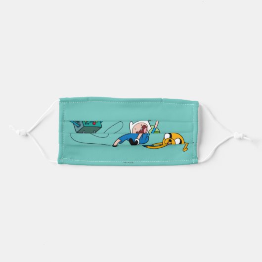 Adventure Time | Finn & Jake Play With BMO Adult Cloth Face Mask (Front, Folded)