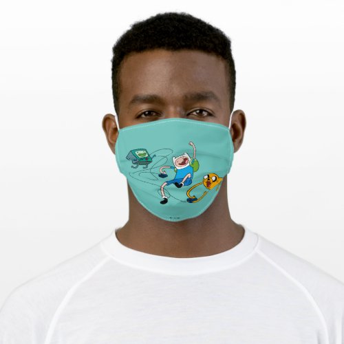 Adventure Time  Finn  Jake Play With BMO Adult Cloth Face Mask