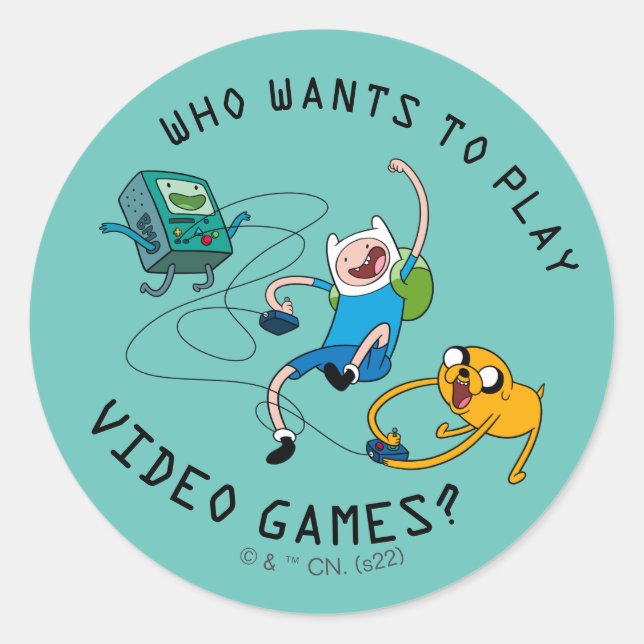 Adventure Time | Finn & Jake Play With BMO Classic Round Sticker (Front)