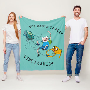 Adventure Time Finn & Jake Play With BMO Fleece Blanket