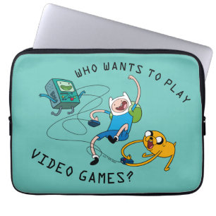 Adventure Time Finn & Jake Play With BMO Laptop Sleeve