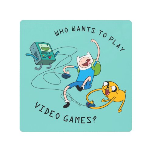 Adventure Time  Finn  Jake Play With BMO Metal Print