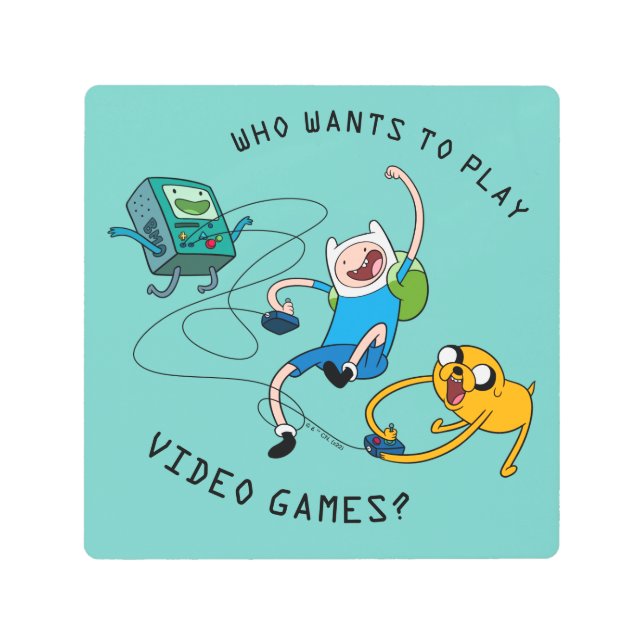 Adventure Time | Finn & Jake Play With BMO Metal Print (Front)