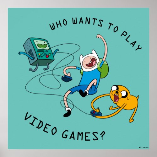 Adventure Time  Finn  Jake Play With BMO Poster