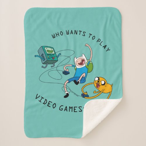 Adventure Time  Finn  Jake Play With BMO Sherpa Blanket