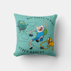 Adventure Time Finn & Jake Play With BMO Throw Pillow