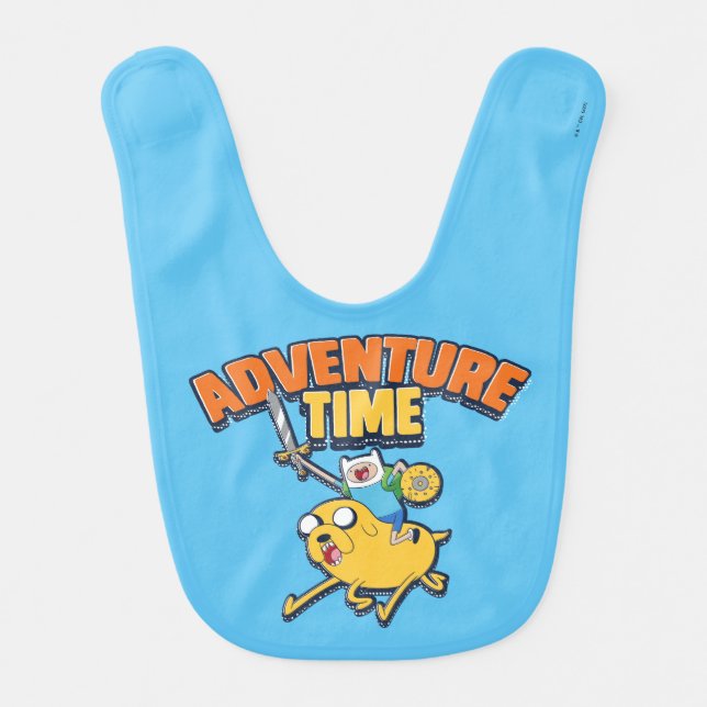Adventure Time | Finn Riding Jake Baby Bib (Front)