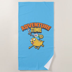 Adventure Time Finn Riding Jake Beach Towel