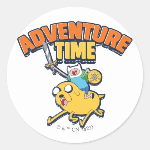 Adventure Time  Finn Riding Jake Classic Round Sticker