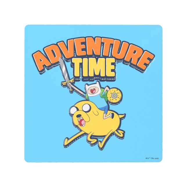 Adventure Time | Finn Riding Jake Metal Print (Front)