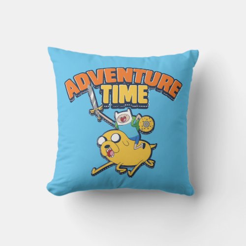 Adventure Time  Finn Riding Jake Throw Pillow