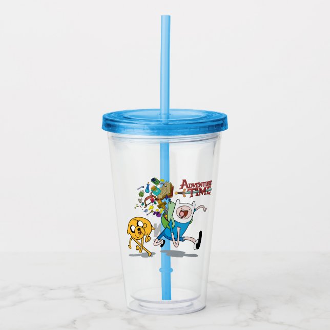 Adventure Time | Finn's Backpack Adventure Gear Acrylic Tumbler (Front)