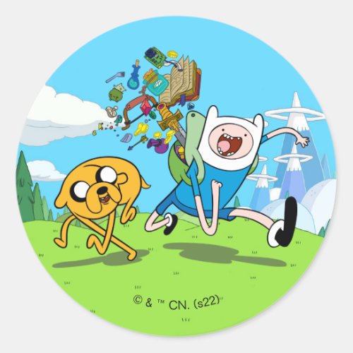 Adventure Time  Finns Backpack Adventure Gear Classic Round Sticker