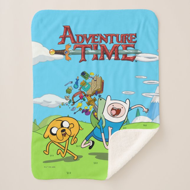 Adventure Time | Finn's Backpack Adventure Gear Sherpa Blanket (Front)