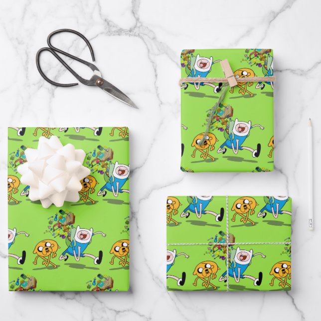 Adventure Time | Finn's Backpack Adventure Gear Wrapping Paper Sheets (Front)