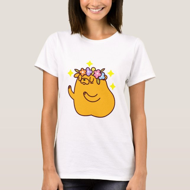 Adventure Time Jake and Flowers  T-Shirt (Front)