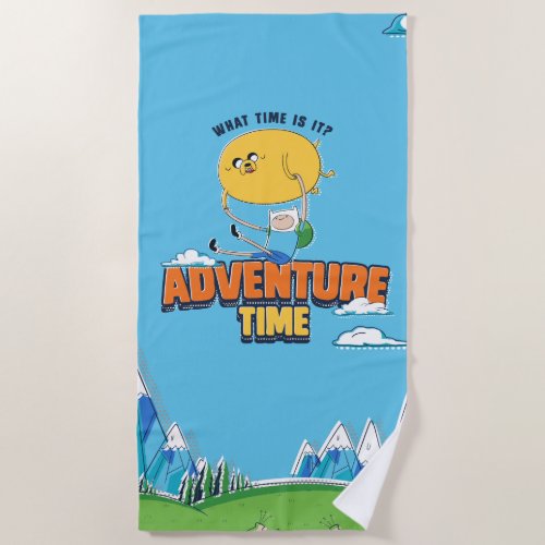 Adventure Time  Jake Floating With Finn Beach Towel