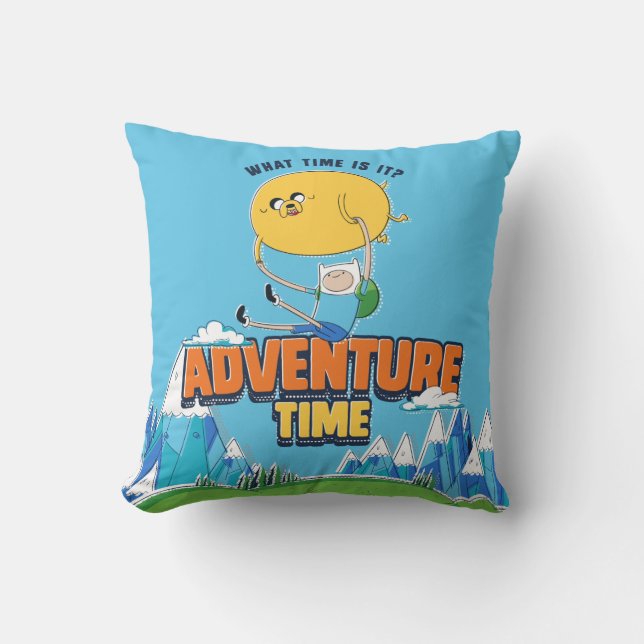 Adventure Time | Jake Floating With Finn Throw Pillow (Front)