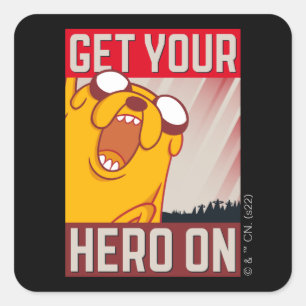 Adventure Time Jake "Get Your Hero On" Square Sticker