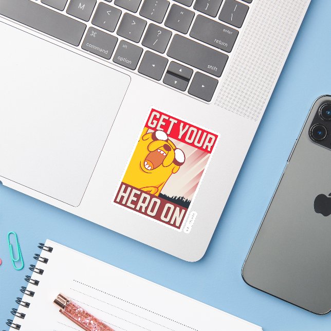 Adventure Time | Jake "Get Your Hero On" Sticker (Laptop w/ iPhone)