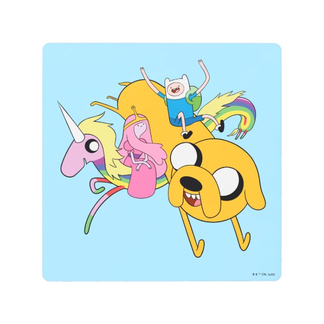 Adventure Time | Lady, Bubblegum, Finn, & Jake Metal Print (Front)