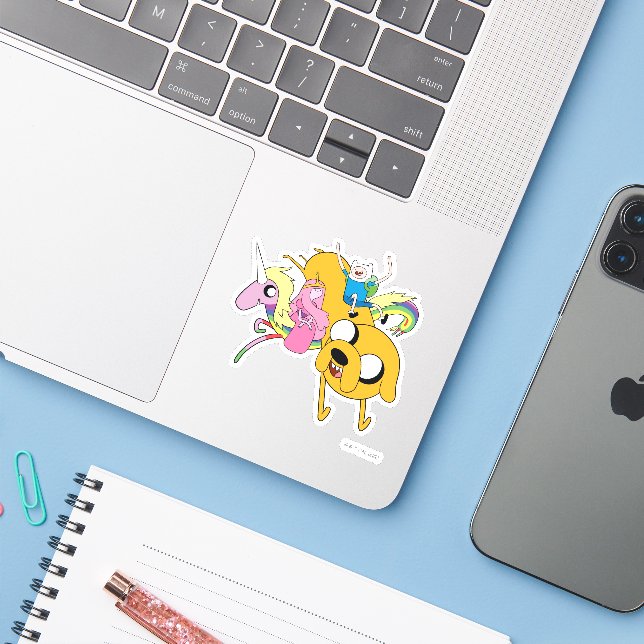 Adventure Time | Lady, Bubblegum, Finn, & Jake Sticker (Laptop w/ iPhone)