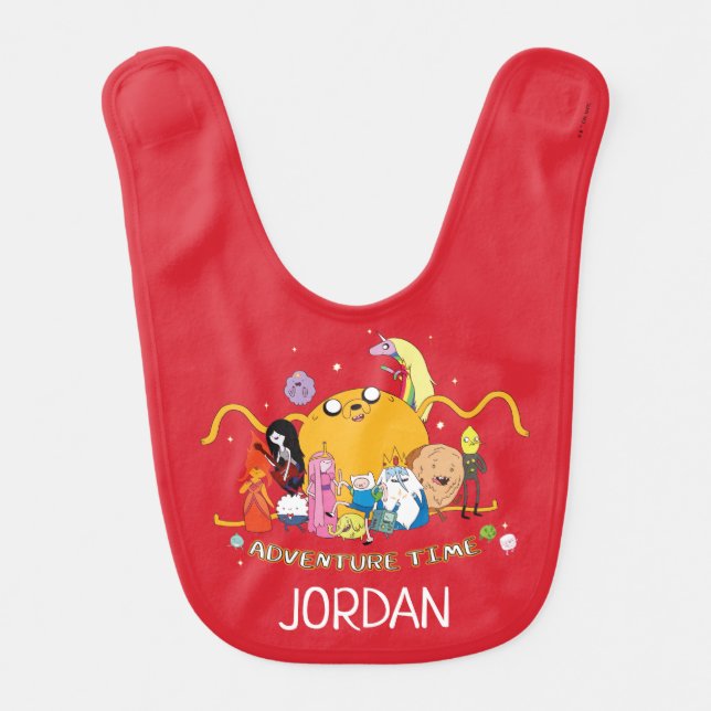Adventure Time | Large Jake Group Graphic Baby Bib (Front)