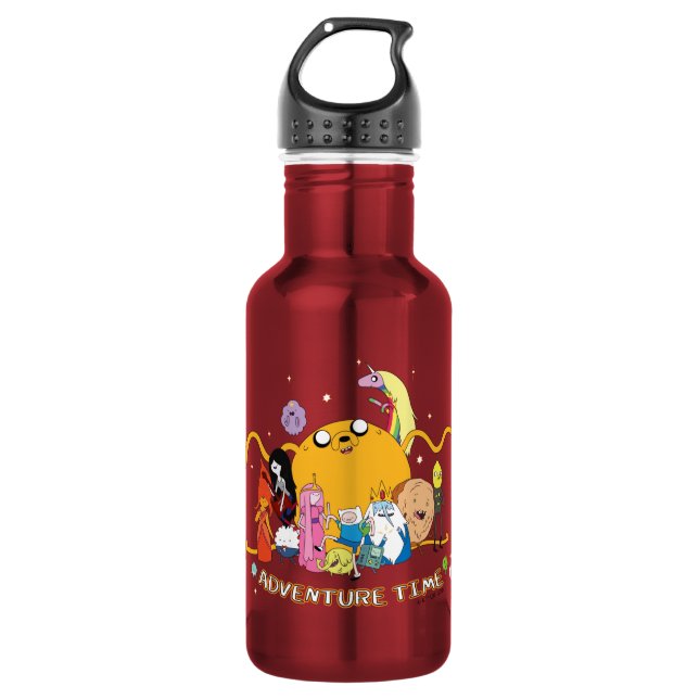 Adventure Time | Large Jake Group Graphic Stainless Steel Water Bottle (Front)