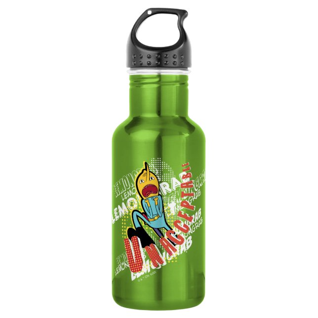 Adventure Time | Lemon Grab "UNACCEPTABLE" Stainless Steel Water Bottle (Front)