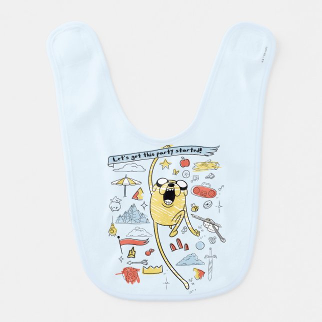 Adventure Time | "Party" Jake Sketch Baby Bib (Front)