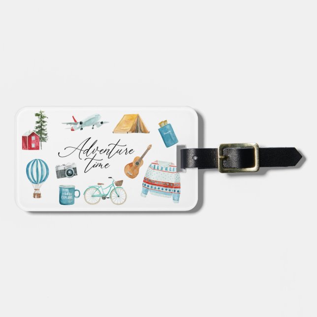 Adventure Time Personalized Airplane Traveling Luggage Tag (Front Horizontal)