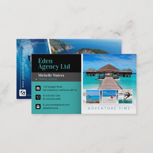 Adventure Time  Tourism  Travel Agent Business Card