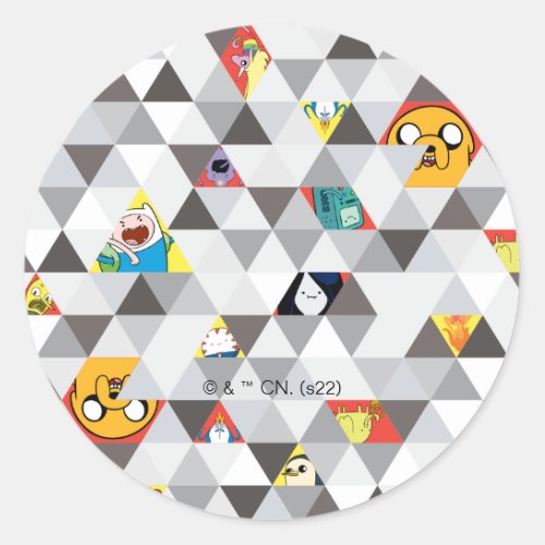 Adventure Time  Triangular Character Pattern Classic Round Sticker
