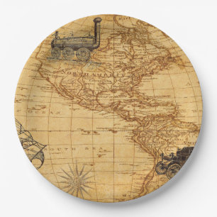 Adventure To the New World (Vintage America Map) Paper Plates