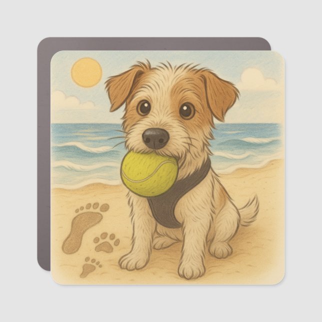Adventure Trails & Tails – Peggy on the Beach  Car Magnet (Front)