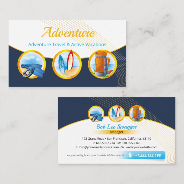 Adventure Travel | Active Vacations Business Card (Front/Back)
