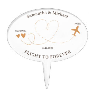 Adventure Travel Airplane Wedding Cake Topper