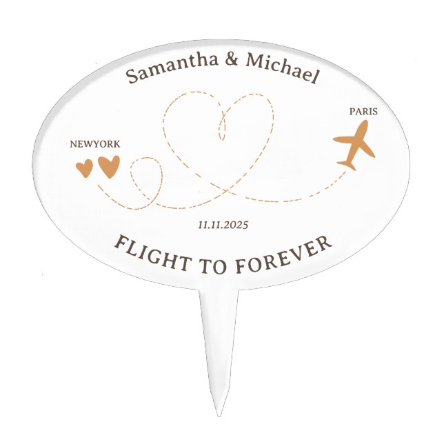 Adventure Travel Airplane Wedding Cake Topper (Front)