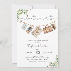 Adventure Travel Baby Shower Party Invitation