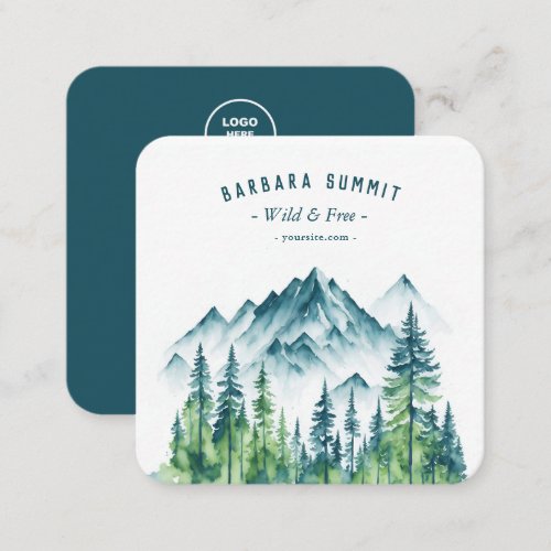 Adventure Travel Guide Mountain Square Business Card