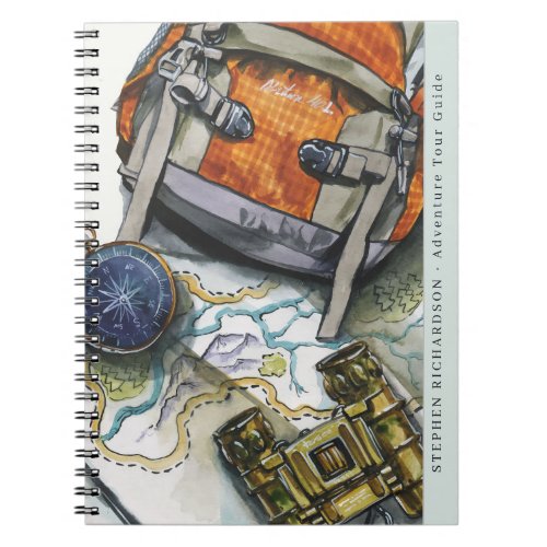 Adventure Travel Guide Watercolor Monogram Notebook