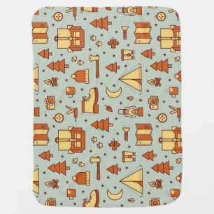 Adventure travel icons, seamless pattern. baby blanket