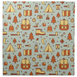 Adventure travel icons, seamless pattern. cloth napkin