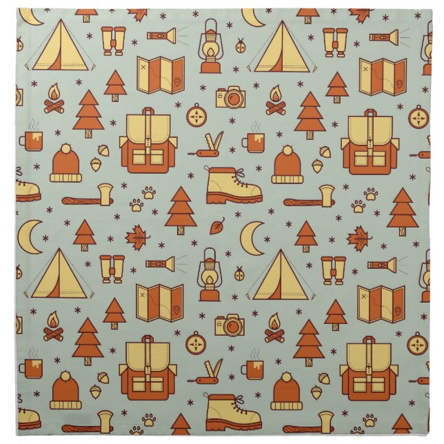 Adventure travel icons, seamless pattern. cloth napkin (Front)