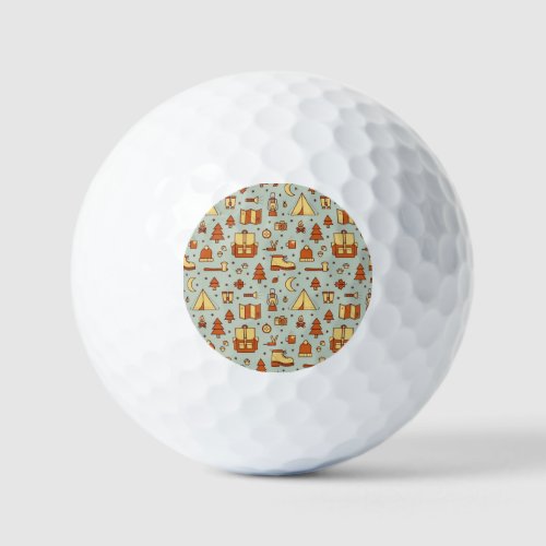 Adventure travel icons seamless pattern golf balls