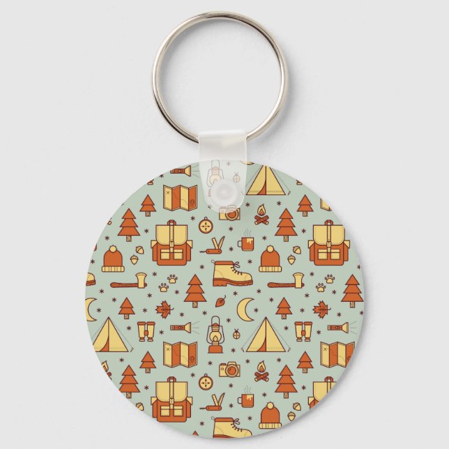 Adventure travel icons, seamless pattern. keychain (Front)