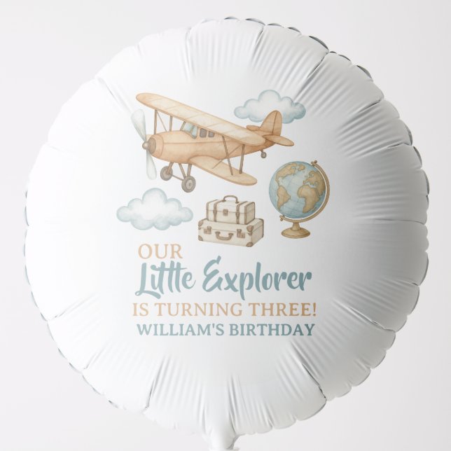 Adventure Travel Little Explorer Birthday Balloon (Front)