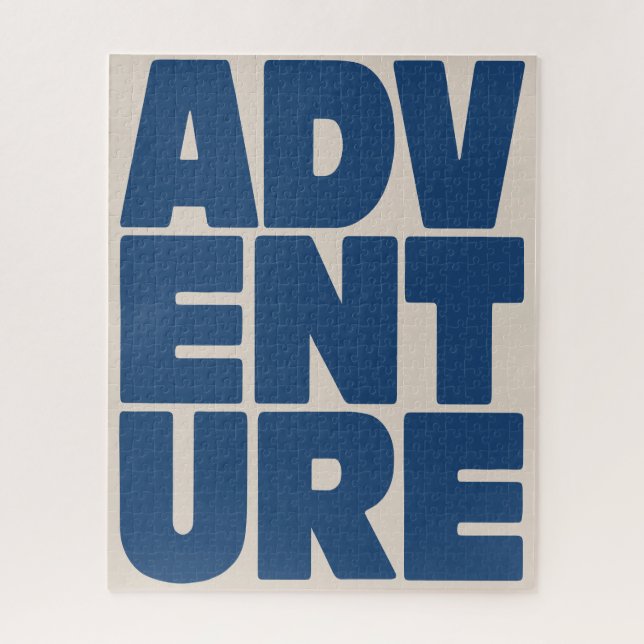 Adventure Travel Lover Typography Blue Modern Jigsaw Puzzle (Vertical)