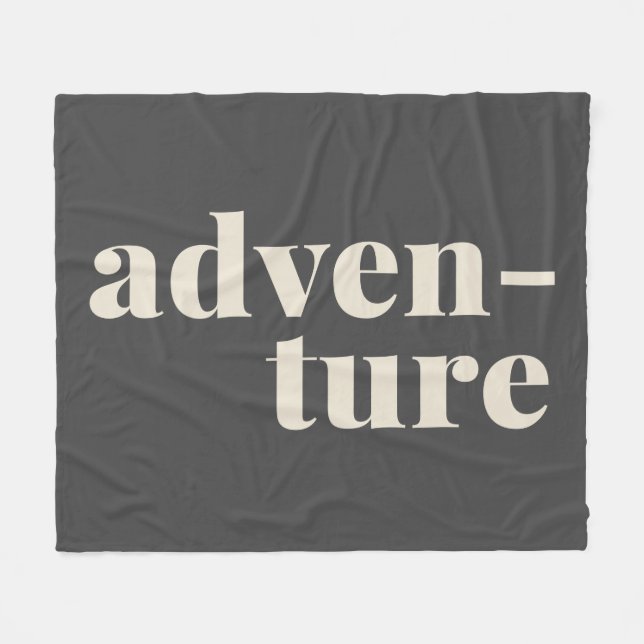 Adventure Travel Lovers Quote Black White Bold Fleece Blanket (Front (Horizontal))